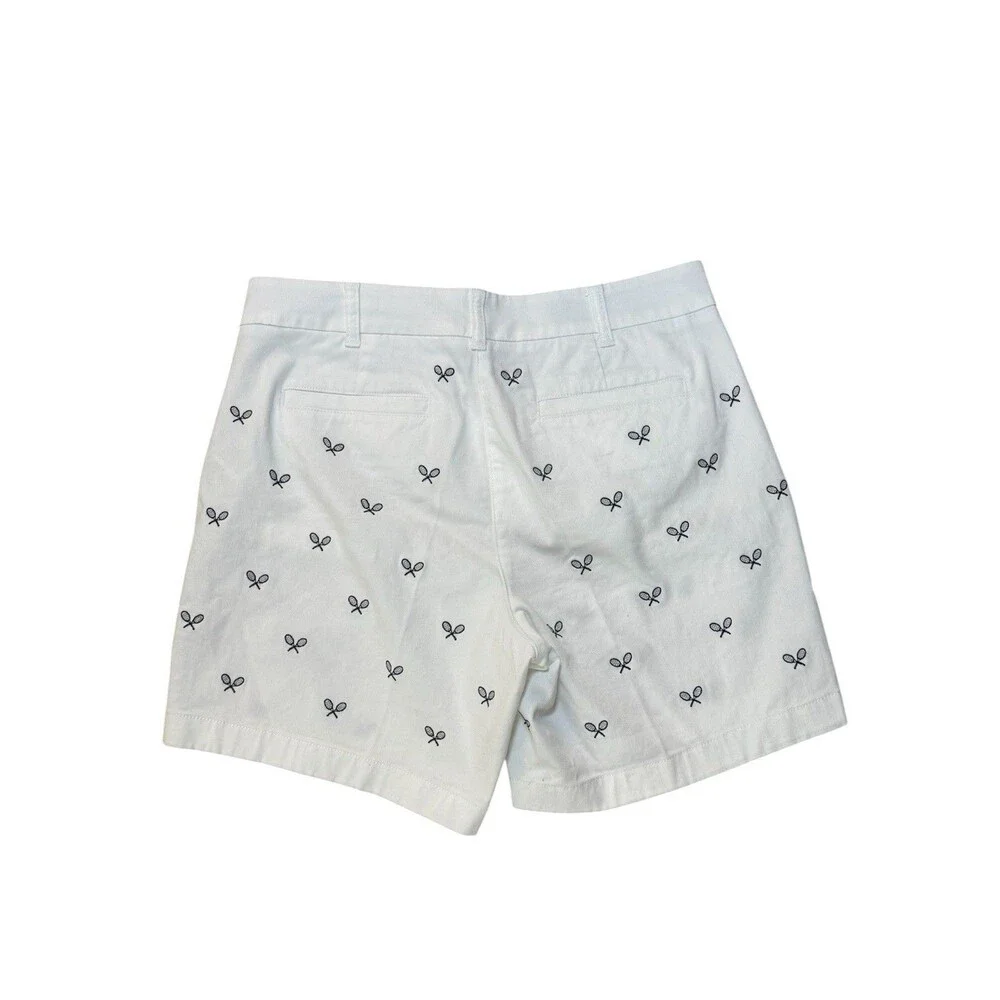 J. Crew White Embroidered Chino Shorts‎ WOMEN'S SZ 10 Tennis Preppy Country Club